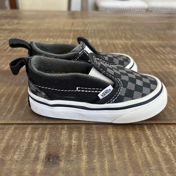 Vans baby slip-on V Velcro strap Checkerboard black/pewter Baby Size 4.5 - Picture 10 of 10